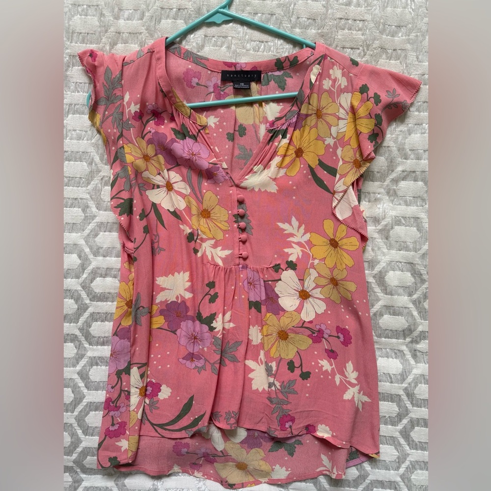Sanctuary Floral Pink Button-Down Top
